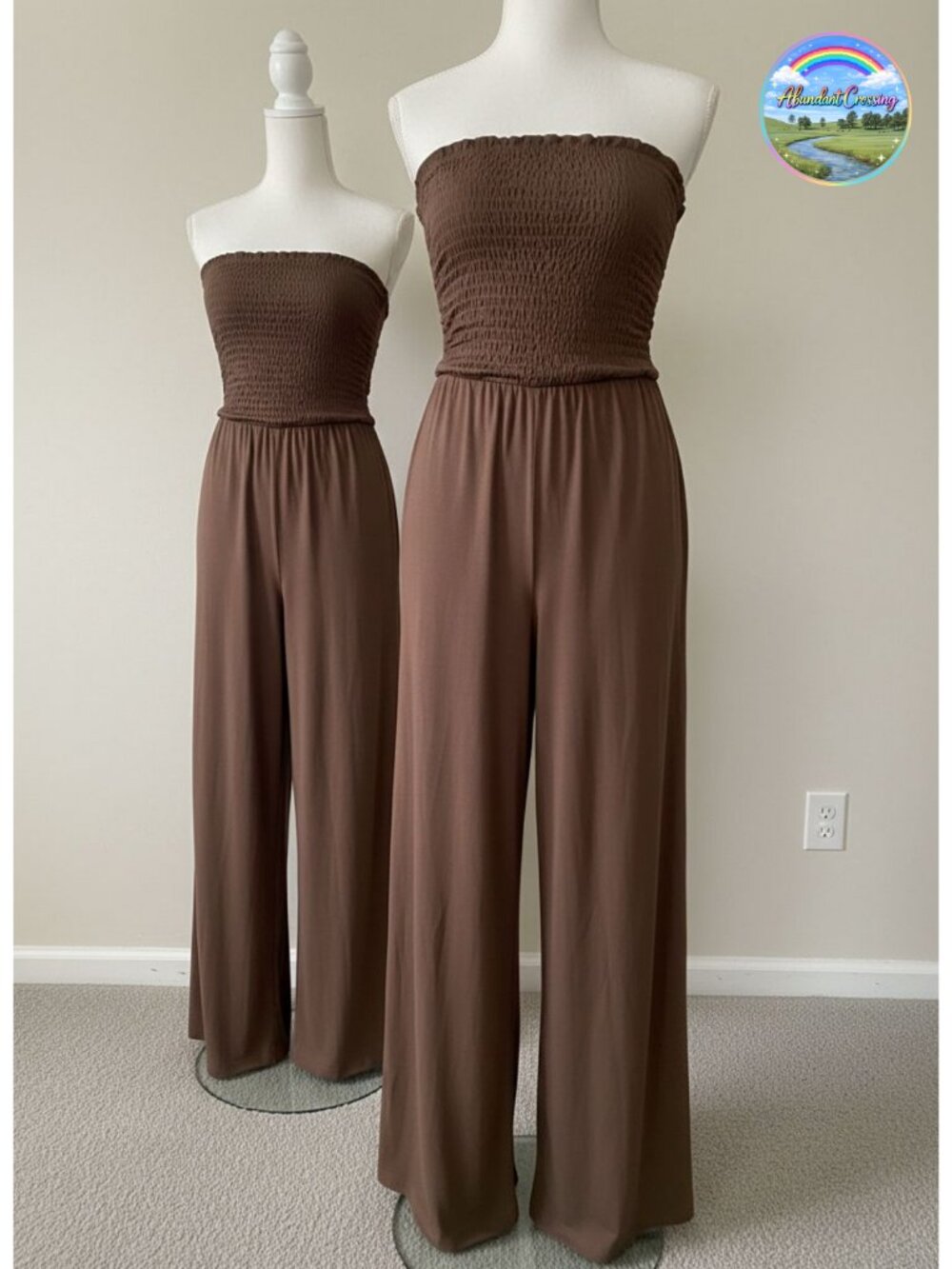 Stretchy Knit Strapless Wide Leg Jumpsuit Sleeveless Beach Vacation